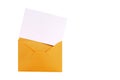 Manila brown envelope with blank letter card isolated on white background Royalty Free Stock Photo