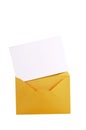 Manila brown envelope with blank letter card, white copy space, isolated Royalty Free Stock Photo