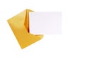 Manila brown envelope with blank message card or letter, copy space, isolated