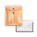 Manila folder with envelope icons on white Royalty Free Stock Photo