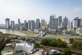 Manila, Philippines - Aerial of the Binondo skyline and the Pasig river traversed by the Binondo - Intramuros Bridge Royalty Free Stock Photo