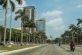 Manila, Philippines - Light traffic along Roxas Boulevard during Good friday