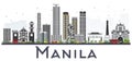 Manila Philippines City Skyline with Gray Buildings Isolated on