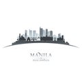 Manila Philippines city skyline silhouette white background