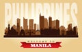 Manila Philippines city skyline vector silhouette