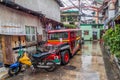 MANILA, PHILIPPINES - JANUARY 28, 2018: Jeepney, typical mean of transport in Manil