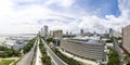 Manila, Philippines - Fisheye panoramic aerial of Roxas Boulevard, Manila Skyline and Bangko Sentral ng Pilipinas