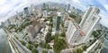 Manila, Philippines - Fisheye panoramic aerial of Roxas Boulevard, Manila Skyline and Manila Bay.