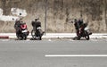 Manila, Philippines - June 13, 2016: Parked motorcycles on the side of the road