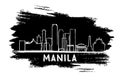 Manila Philippines Skyline Silhouette. Hand Drawn Sketch.
