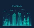 Manila skyline trendy vector illustration linear