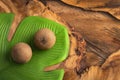 Organic sapodilla tropical fruit - Manilkara zapota Royalty Free Stock Photo