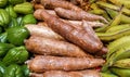 Maniok Cassava on market table Royalty Free Stock Photo