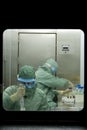 Manipulating with protective suits in the laboratory, manufacture vaccines