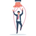 Manipulation concept. Worker on ropes. Abuse of power Royalty Free Stock Photo
