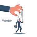 Manipulation concept. Worker on ropes Royalty Free Stock Photo