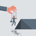 Manipulation concept. Worker on ropes vector Royalty Free Stock Photo