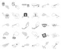 Manipulation by hands monochrome,outline icons in set collection for design. Hand movement in medicine vector symbol