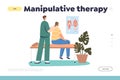 Manipulative therapy concept of landing page with male chiropractor make rehabilitation massage