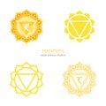 Manipura, solar plexus chakra symbol. Colorful mandala. Vector illustration Royalty Free Stock Photo