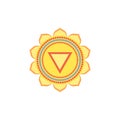 Manipura. Solar plexus chakra. Third Chakra symbol of human. Vector illustration isolated on white background