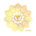 Chakras symbol coloring vector illustration. For logo yoga healing, mandala, meditation, kundalini