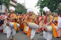 Manipuri dancers performed during isckon kolkata rathayatra Royalty Free Stock Photo