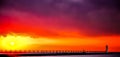 Manistee North Pierhead Lighthouse at Sunset Royalty Free Stock Photo