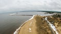 Manistique East Breakwater Lighthouse aerial in spring