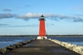 Manistique Lighthouse on Lake Michigan Royalty Free Stock Photo