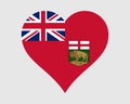 Manitoba Canada Heart Flag. MB Canadian Love Shape Province Flag. Manitoban Banner Icon Sign Symbol Clipart. EPS Vector Royalty Free Stock Photo