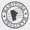 Manitoba Canada Stamp Postal. A Map Silhouette Seal. Passport Round Design. Vector Icon Design Retro Travel.