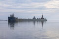 Manitowoc,WI, USA August 31, 2019 : the ship sailing from Lake Michigan to the mouth of the Manitowoc River