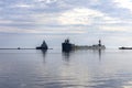 Manitowoc,WI, USA August 31, 2019 : the ship sailing from Lake Michigan to the mouth of the Manitowoc River