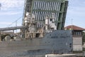 Manitowoc,WI,USA August 31, 2019 : the ship sails under a raised drawbridge