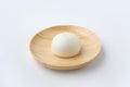 manjyu Japanese traditional confectionery cake wagashi on plate isolated on white background Royalty Free Stock Photo
