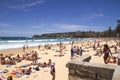 MANLY, AUSTALIA-DECEMBER 08 2013: Manly beach on busy, sunny day Royalty Free Stock Photo