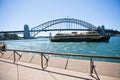 Manly ferry and Sydney Harbour Bridge Royalty Free Stock Photo