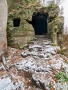 Manmade cave in sandstone rock. Kost castle,   Bohemian Paradise Royalty Free Stock Photo