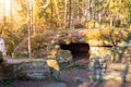 Manmade cave in sandstone rock Royalty Free Stock Photo