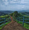 Manmade grid railing on an ancient fort of maharashtra Royalty Free Stock Photo