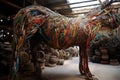 manmade installation of unique sculptures made from recycled materials