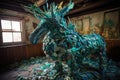 manmade installation of unique sculptures made from recycled materials