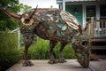 manmade installation of unique sculptures made from recycled materials