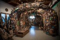 manmade installation of unique sculptures made from recycled materials