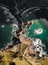 Manmade stairs in San Juan de Gaztelugatxe. Basque Country. Top view from drone.