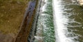 Manmade Waterfall Closeup. Flowing Water