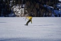 Mann is snowkiting on a frozen lake. Snowkite Royalty Free Stock Photo