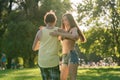 Mann turning woman while dancing Bachata in the sun Royalty Free Stock Photo