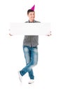 Mann with white blank board Royalty Free Stock Photo